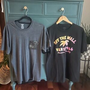 Vans Short Sleeve Tees Gray and Black Casual Style